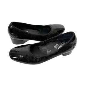 Rieker Verona Black Patent Leather Crinkled Block Heel Comfort Pump Size 8